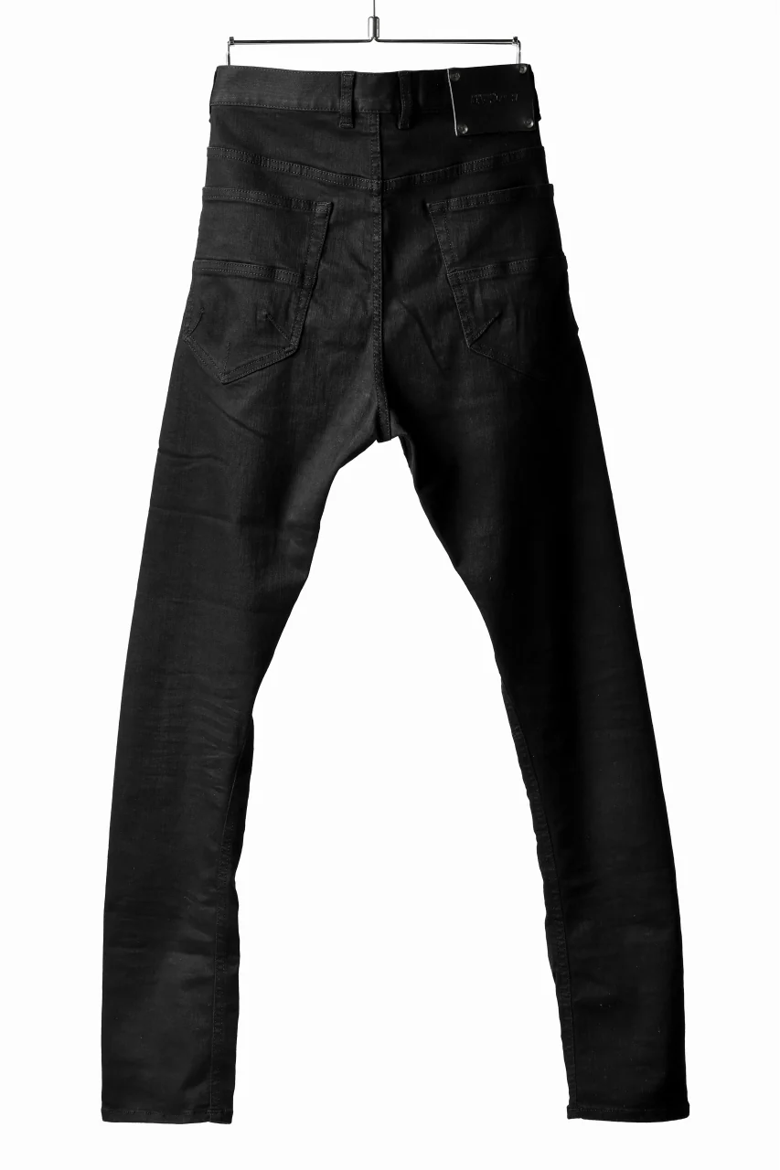 ISAMU KATAYAMA BACKLASH LOWCROTCH SLIM PANTS / HIGH POWER STRETCH DENIM (BLACK) - Image 13