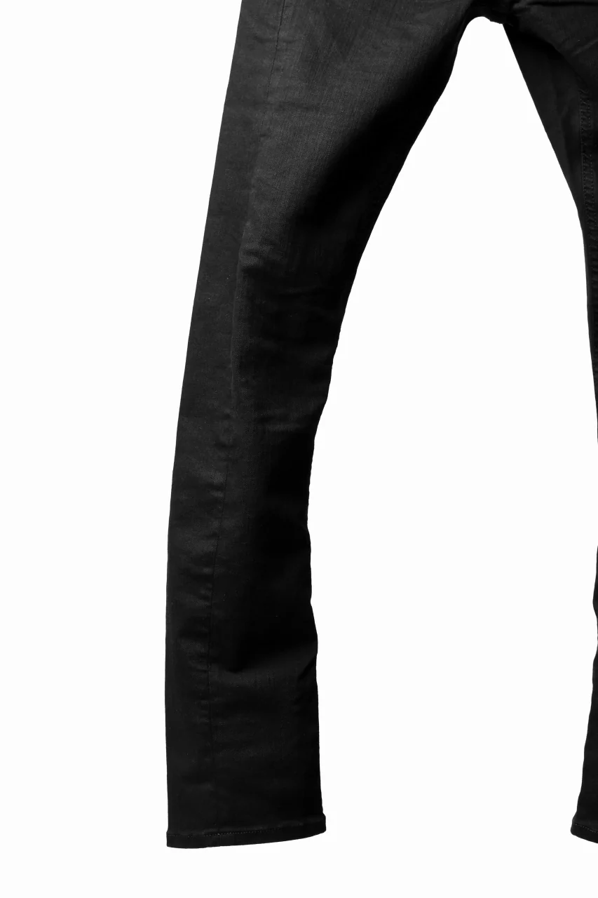ISAMU KATAYAMA BACKLASH LOWCROTCH SLIM PANTS / HIGH POWER STRETCH DENIM (BLACK) - Image 15