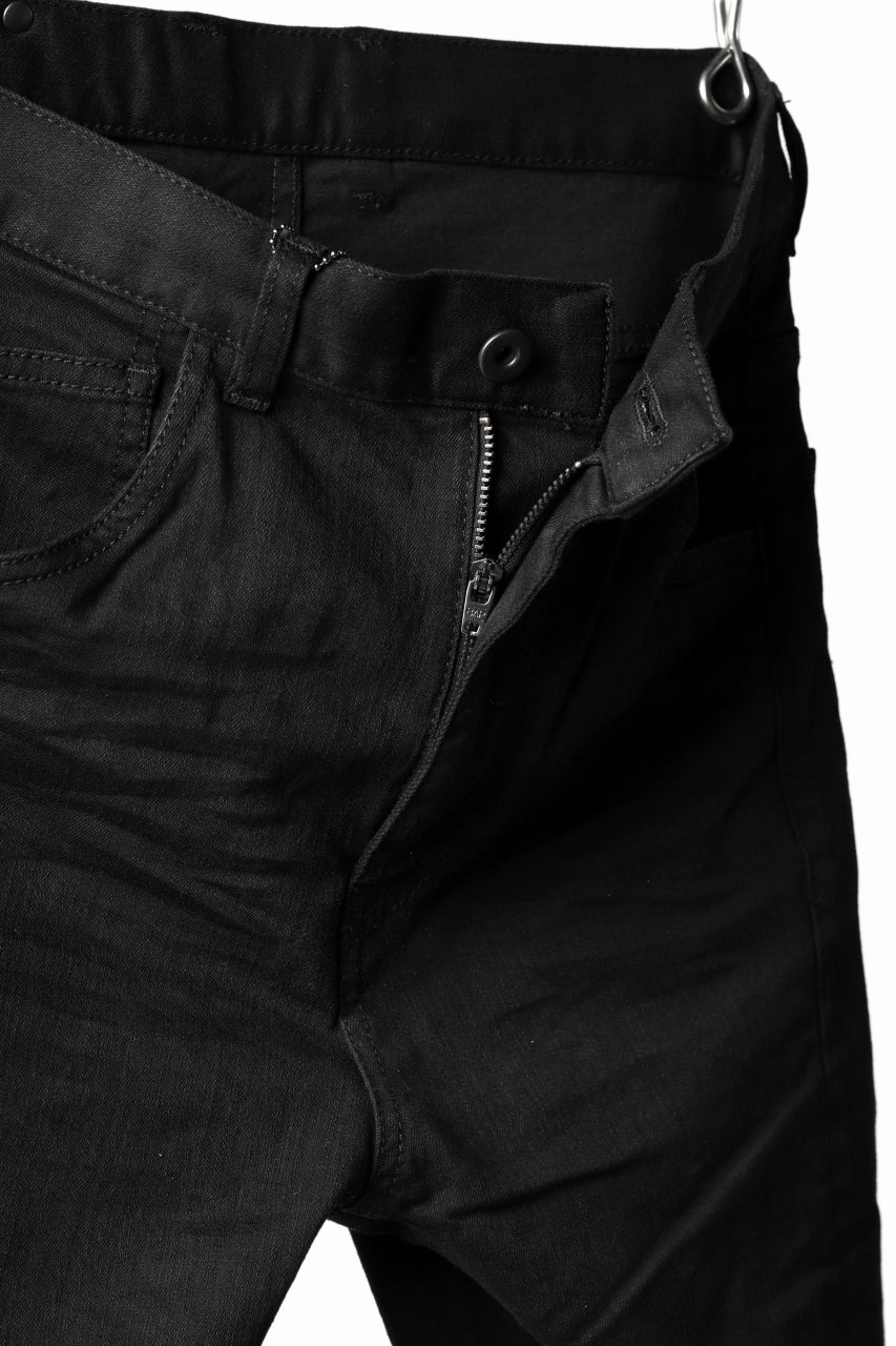 ISAMU KATAYAMA BACKLASH LOWCROTCH SLIM PANTS / HIGH POWER STRETCH DENIM (BLACK) - Image 17
