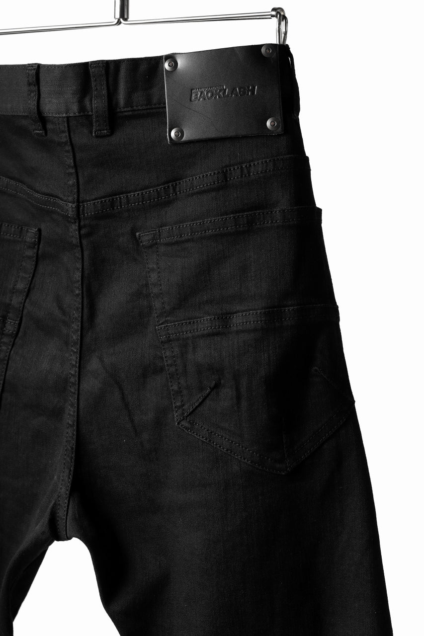 ISAMU KATAYAMA BACKLASH LOWCROTCH SLIM PANTS / HIGH POWER STRETCH DENIM (BLACK) - Image 18