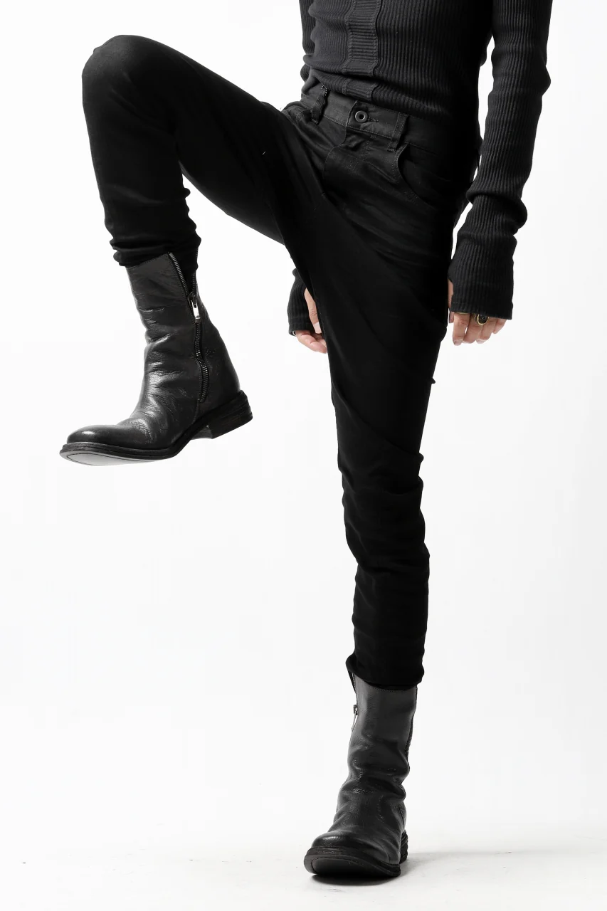 ISAMU KATAYAMA BACKLASH LOWCROTCH SLIM PANTS / HIGH POWER STRETCH DENIM (BLACK) - Image 4