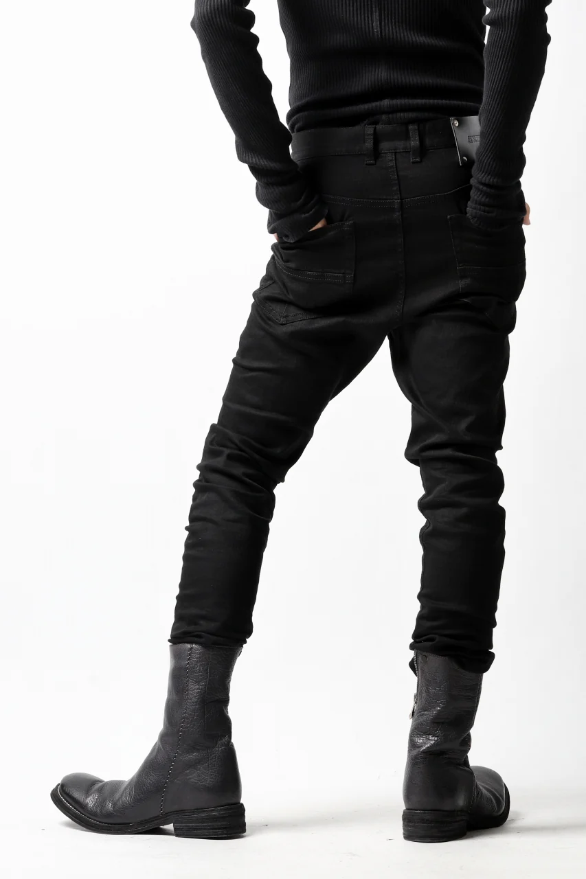 ISAMU KATAYAMA BACKLASH LOWCROTCH SLIM PANTS / HIGH POWER STRETCH DENIM (BLACK) - Image 7