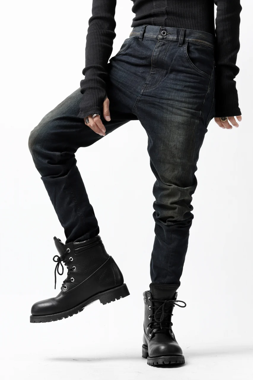 ISAMU KATAYAMA BACKLASH LOWCROTCH SLIM PANTS / HIGH POWER STRETCH DENIM (INDIGO) - Image 16