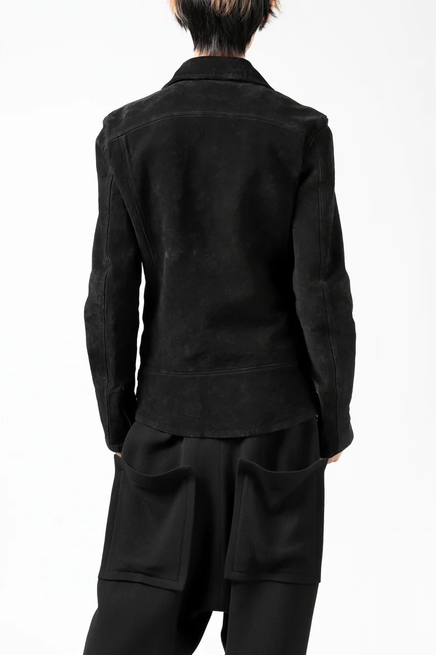 ISAMU KATAYAMA BACKLASH LTG DOUBLE BREASTED JACKET / REVERSE CALF OBJECT DYED (BLACK) - Image 29