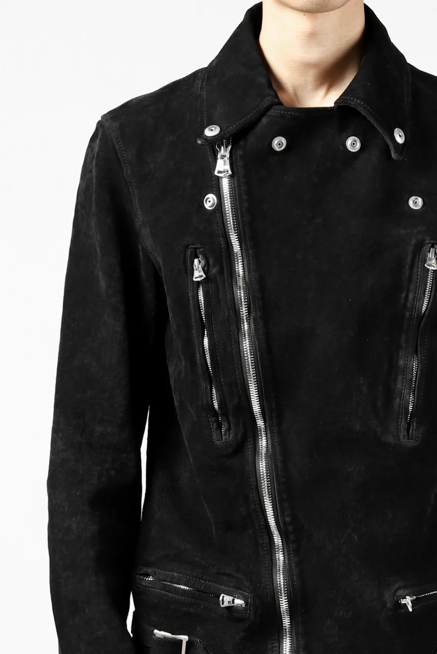 ISAMU KATAYAMA BACKLASH LTG DOUBLE BREASTED JACKET / REVERSE CALF OBJECT DYED (BLACK) - Image 41
