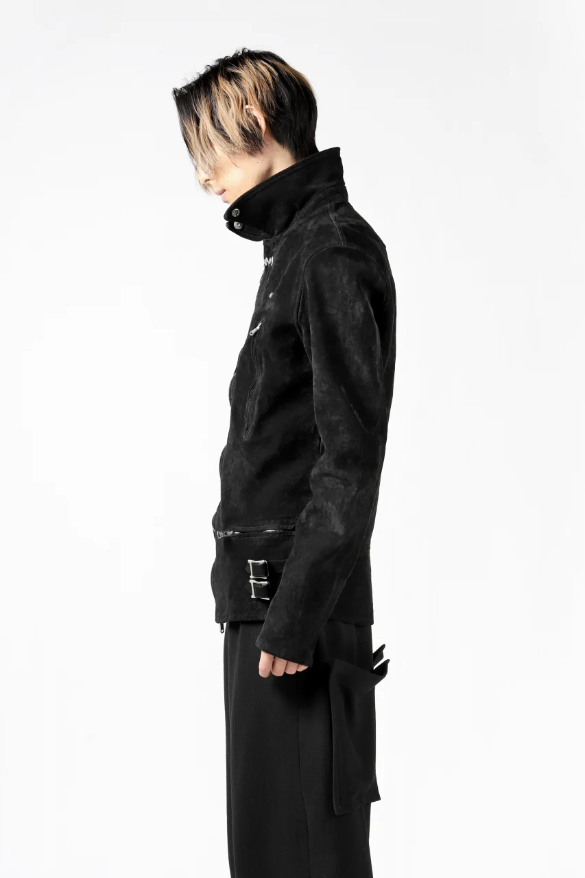 ISAMU KATAYAMA BACKLASH LTG DOUBLE BREASTED JACKET / REVERSE CALF OBJECT DYED (BLACK) - Image 51