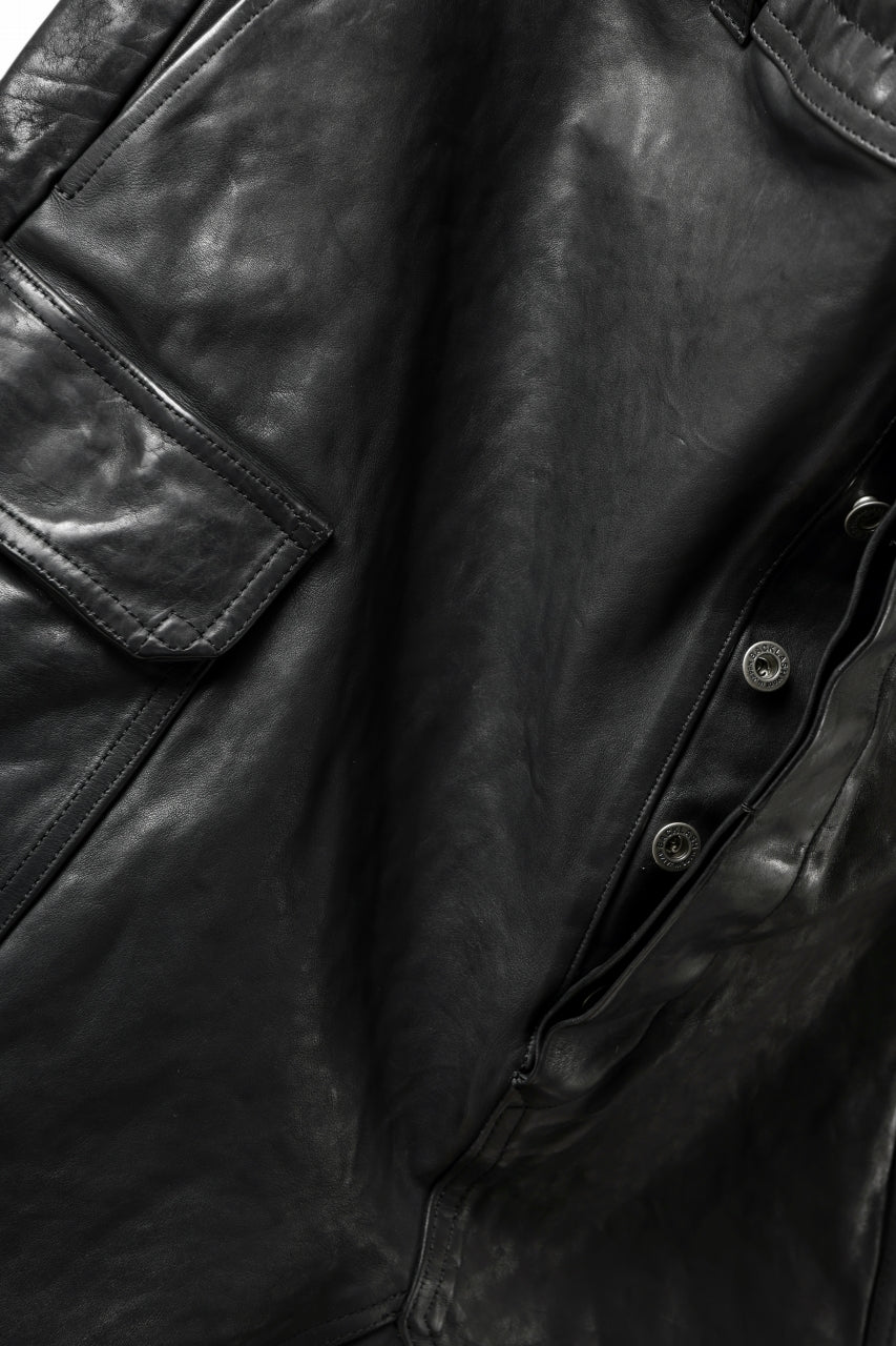ISAMU KATAYAMA BACKLASH MARYAM LEATHER SARROUEL SHORTS / GARMENT DYED - ITALY KIP (BLACK) - Image 13