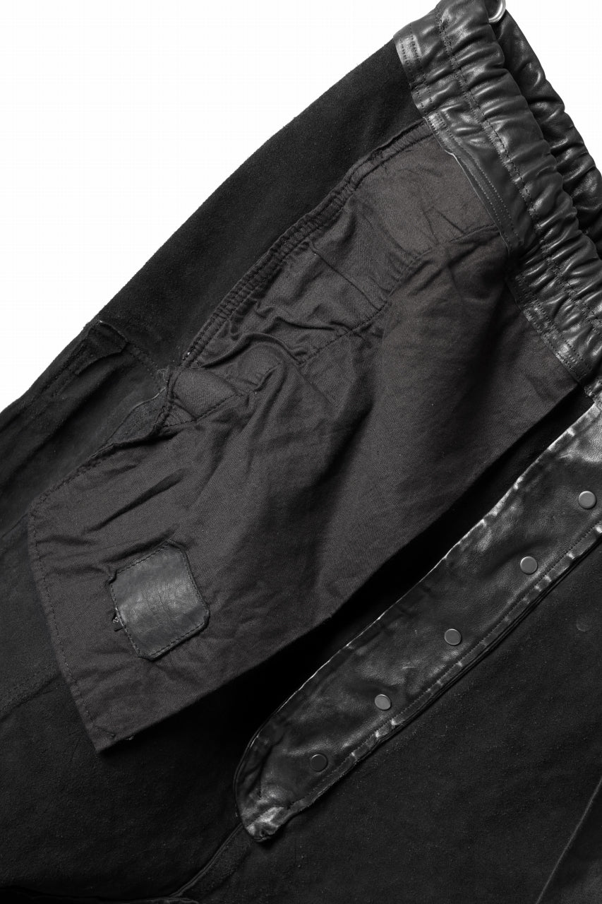ISAMU KATAYAMA BACKLASH MARYAM LEATHER SARROUEL SHORTS / GARMENT DYED - ITALY KIP (BLACK) - Image 19