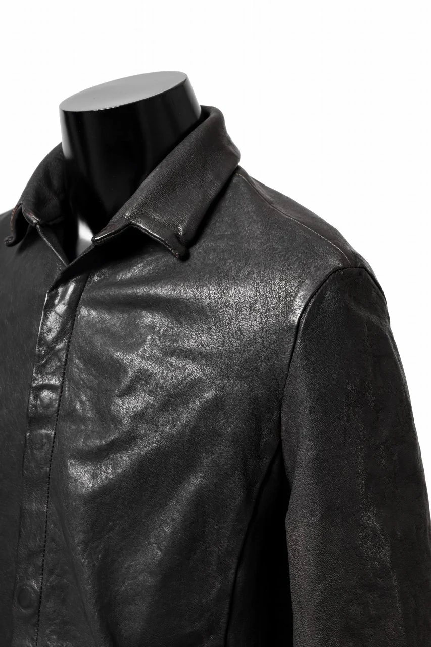 ISAMU KATAYAMA BACKLASH MARYAM LEATHER SHIRT JACKET / GARMENT DYED - ITALY DEER SKIN (BLACK) - Image 15