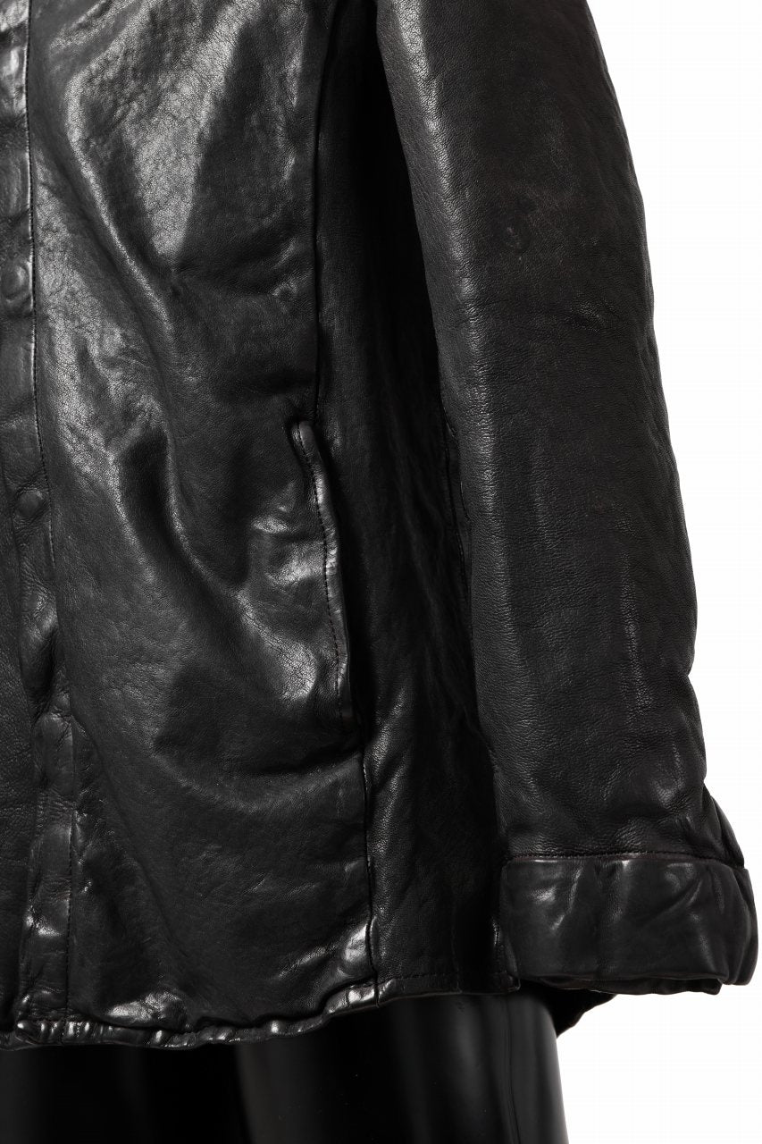 ISAMU KATAYAMA BACKLASH MARYAM LEATHER SHIRT JACKET / GARMENT DYED - ITALY DEER SKIN (BLACK) - Image 16