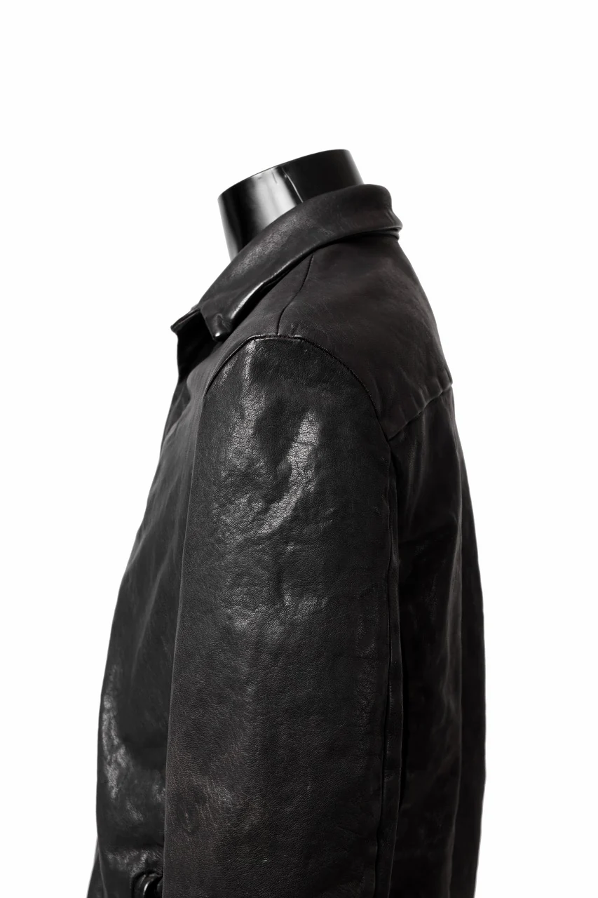 ISAMU KATAYAMA BACKLASH MARYAM LEATHER SHIRT JACKET / GARMENT DYED - ITALY DEER SKIN (BLACK) - Image 17