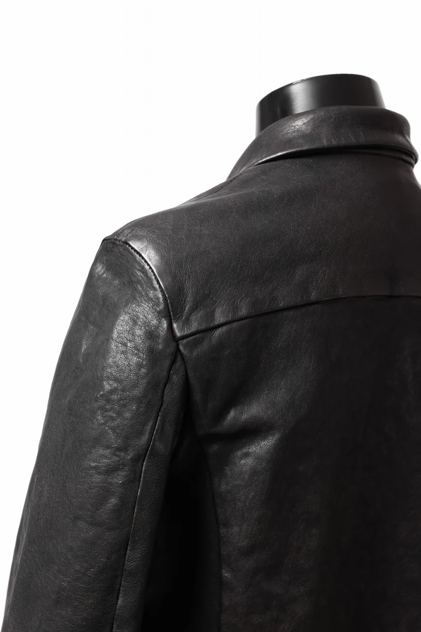 ISAMU KATAYAMA BACKLASH MARYAM LEATHER SHIRT JACKET / GARMENT DYED - ITALY DEER SKIN (BLACK) - Image 18