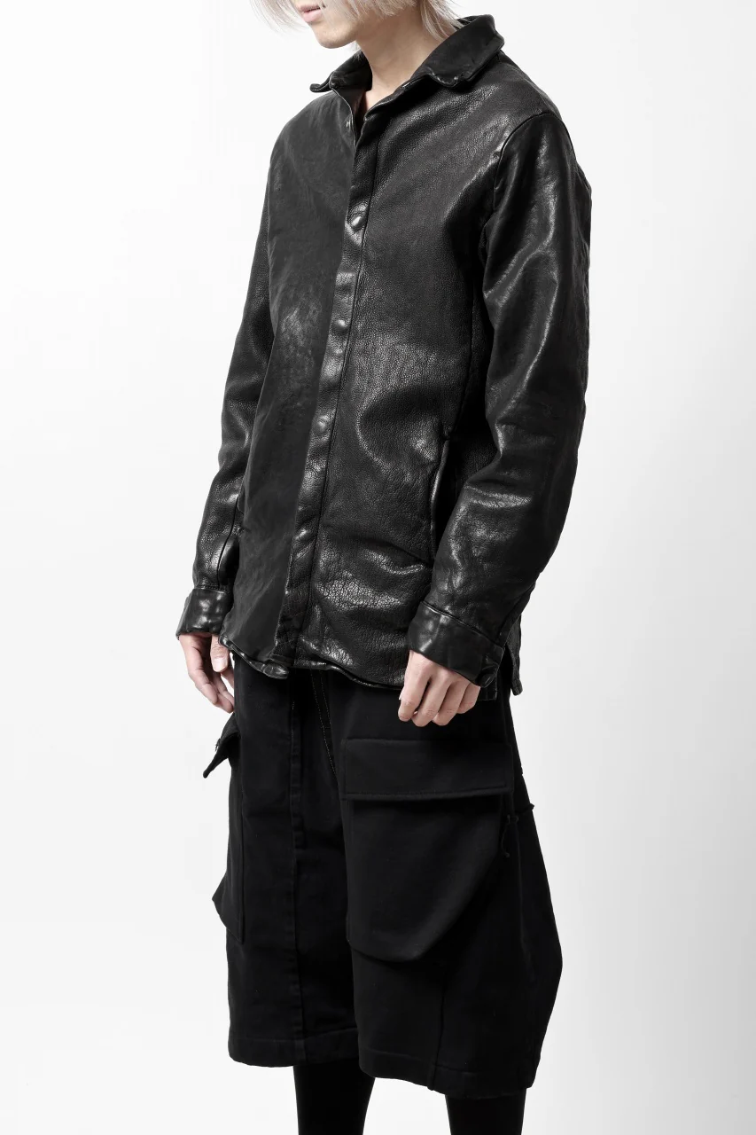 ISAMU KATAYAMA BACKLASH MARYAM LEATHER SHIRT JACKET / GARMENT DYED - ITALY DEER SKIN (BLACK) - Image 3