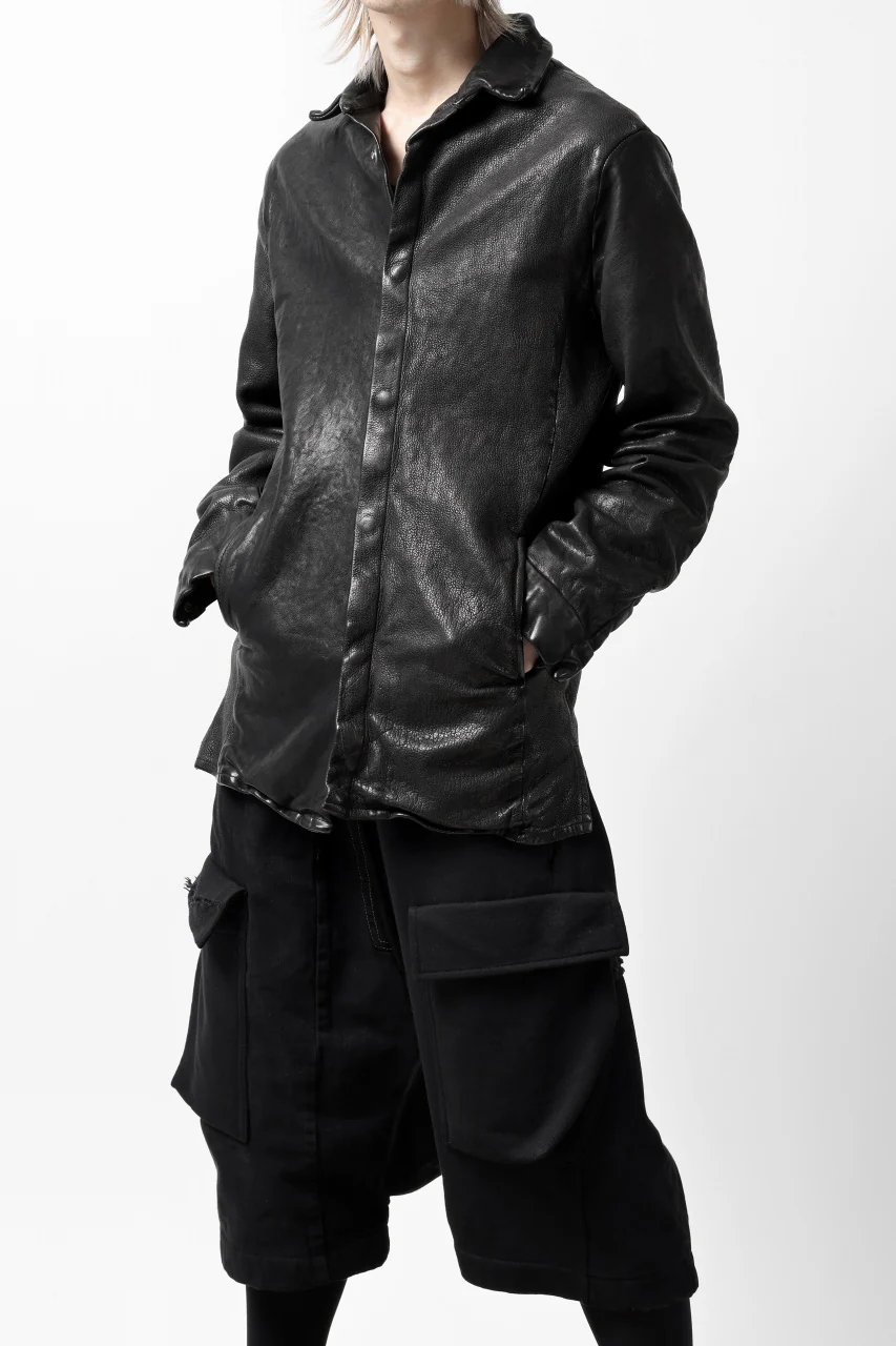 ISAMU KATAYAMA BACKLASH MARYAM LEATHER SHIRT JACKET / GARMENT DYED - ITALY DEER SKIN (BLACK) - Image 31