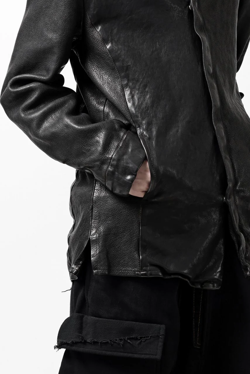 ISAMU KATAYAMA BACKLASH MARYAM LEATHER SHIRT JACKET / GARMENT DYED - ITALY DEER SKIN (BLACK) - Image 37