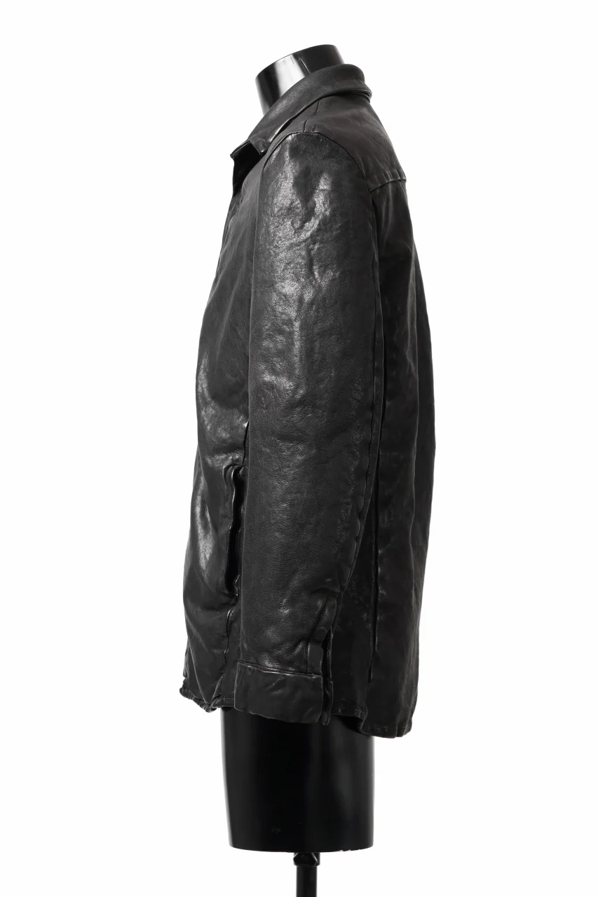 ISAMU KATAYAMA BACKLASH MARYAM LEATHER SHIRT JACKET / GARMENT DYED - ITALY DEER SKIN (BLACK) - Image 7