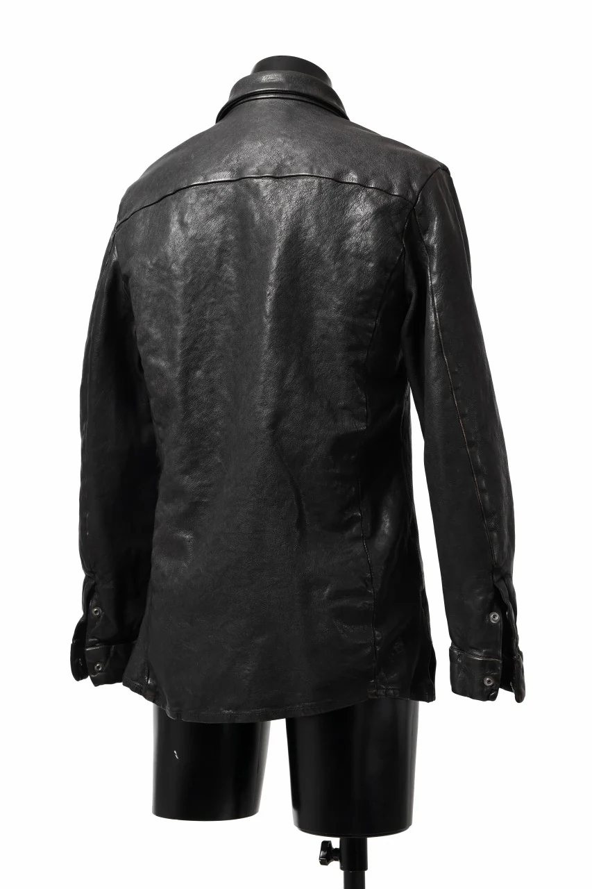 ISAMU KATAYAMA BACKLASH MARYAM LEATHER SHIRT JACKET / GARMENT DYED - ITALY DEER SKIN (BLACK) - Image 9