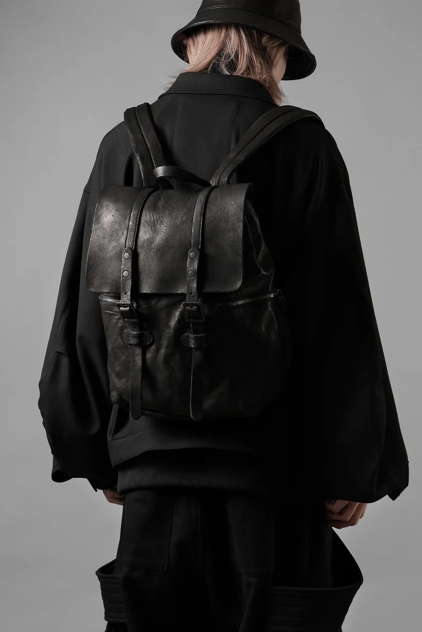 ISAMU KATAYAMA BACKLASH MILITARY FLAP DAYPACK / JAPAN DOUBLE SHOULDER OBJECT DYED (BLACK) - Image 45