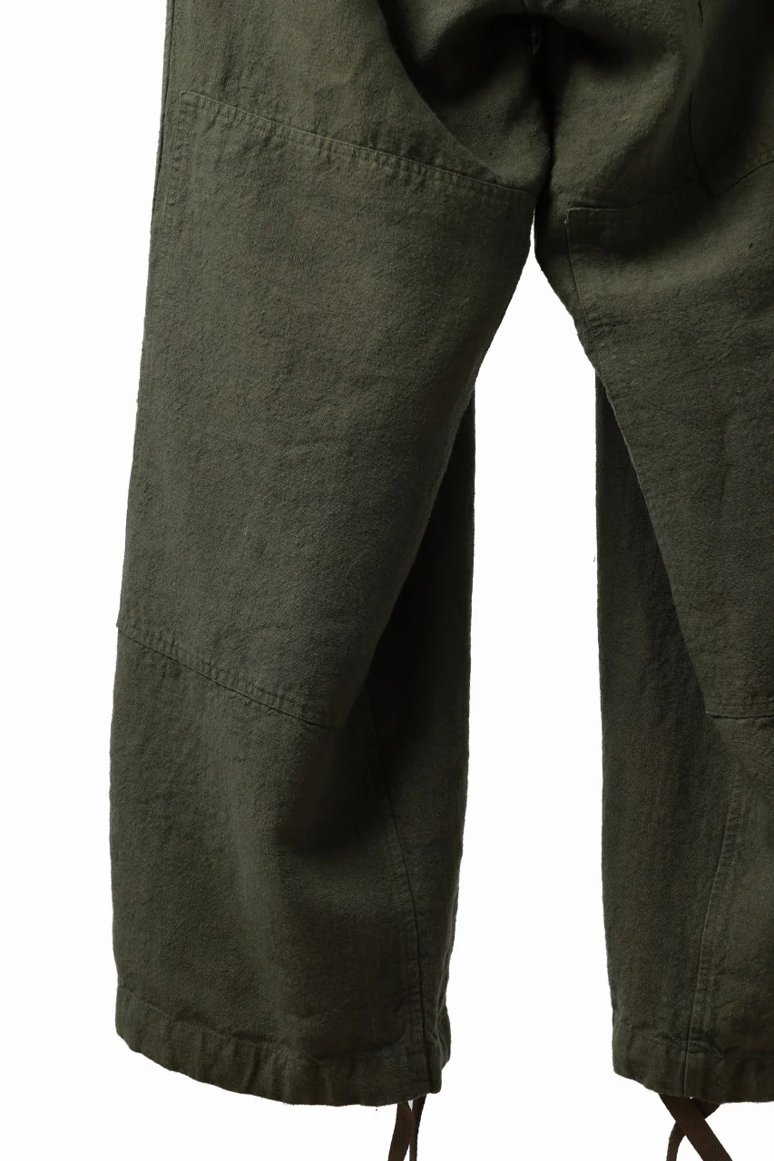 ISAMU KATAYAMA BACKLASH MILITARY TROUSERS / GARMENT NATURAL DYED LINEN CANVAS (KHAKI) - Image 11