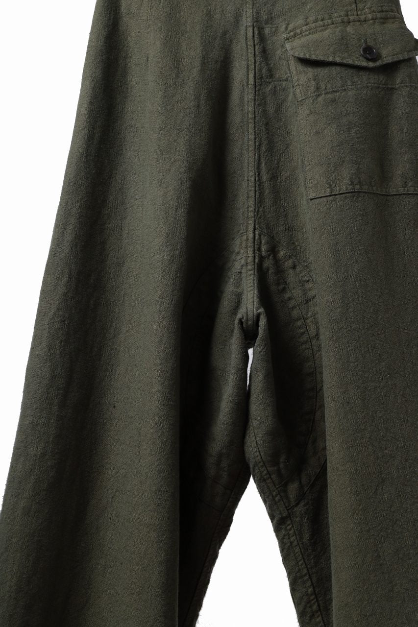 ISAMU KATAYAMA BACKLASH MILITARY TROUSERS / GARMENT NATURAL DYED LINEN CANVAS (KHAKI) - Image 17