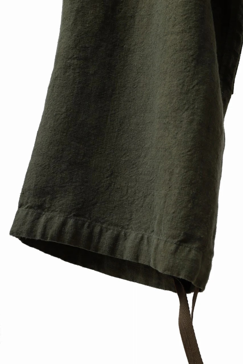 ISAMU KATAYAMA BACKLASH MILITARY TROUSERS / GARMENT NATURAL DYED LINEN CANVAS (KHAKI) - Image 18