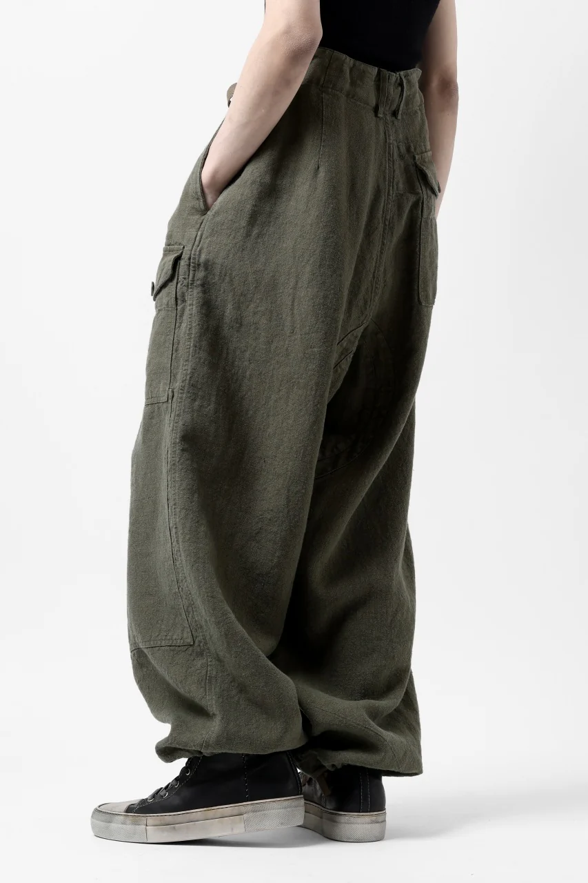 ISAMU KATAYAMA BACKLASH MILITARY TROUSERS / GARMENT NATURAL DYED LINEN CANVAS (KHAKI) - Image 29