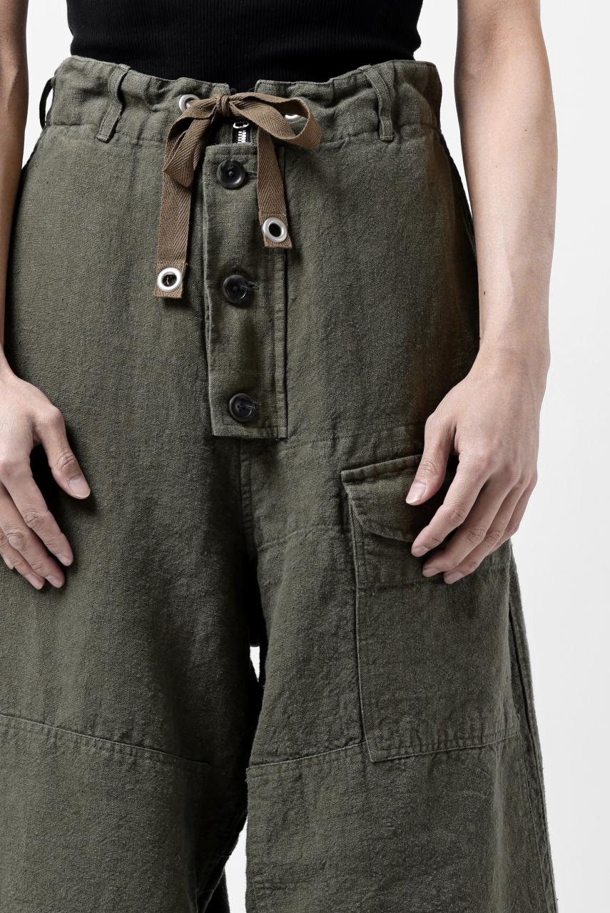 ISAMU KATAYAMA BACKLASH MILITARY TROUSERS / GARMENT NATURAL DYED LINEN CANVAS (KHAKI) - Image 30