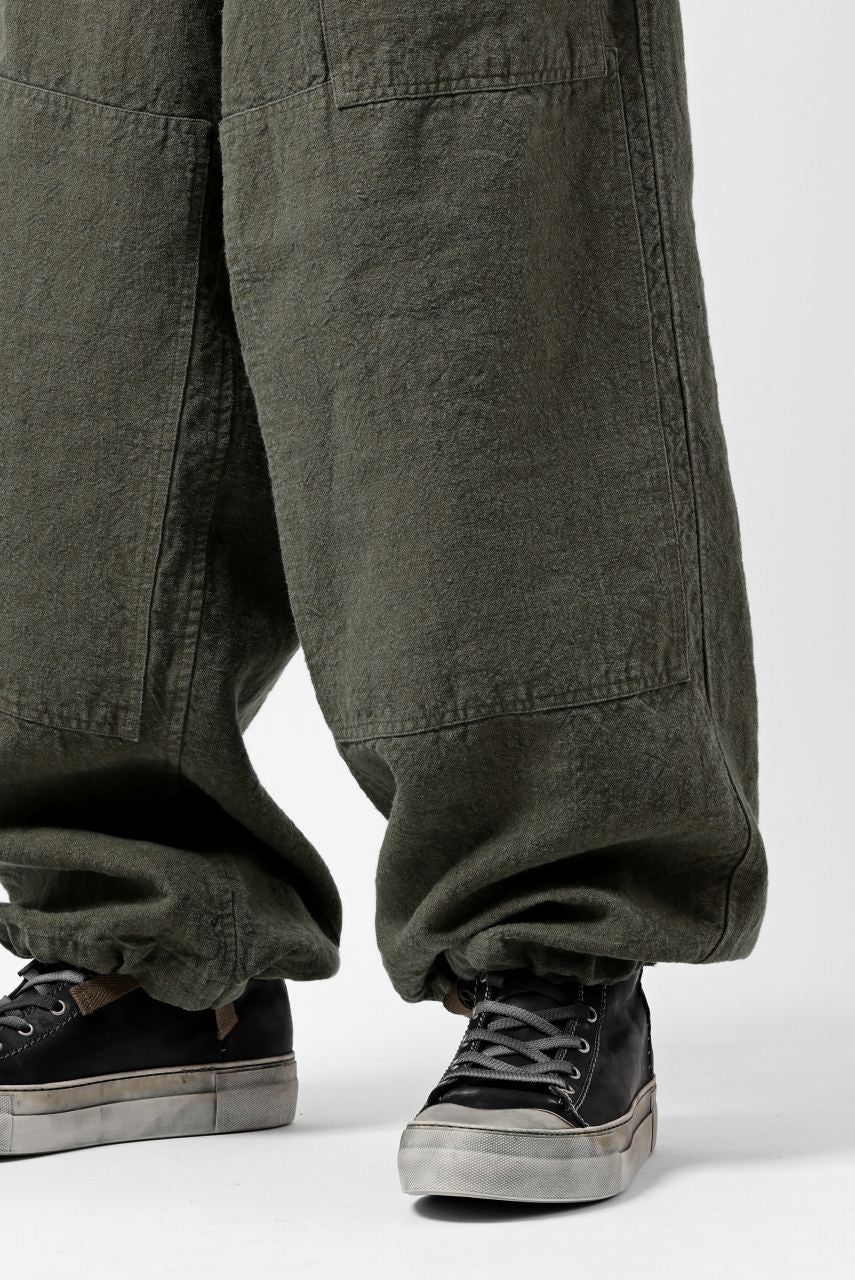 ISAMU KATAYAMA BACKLASH MILITARY TROUSERS / GARMENT NATURAL DYED LINEN CANVAS (KHAKI) - Image 31
