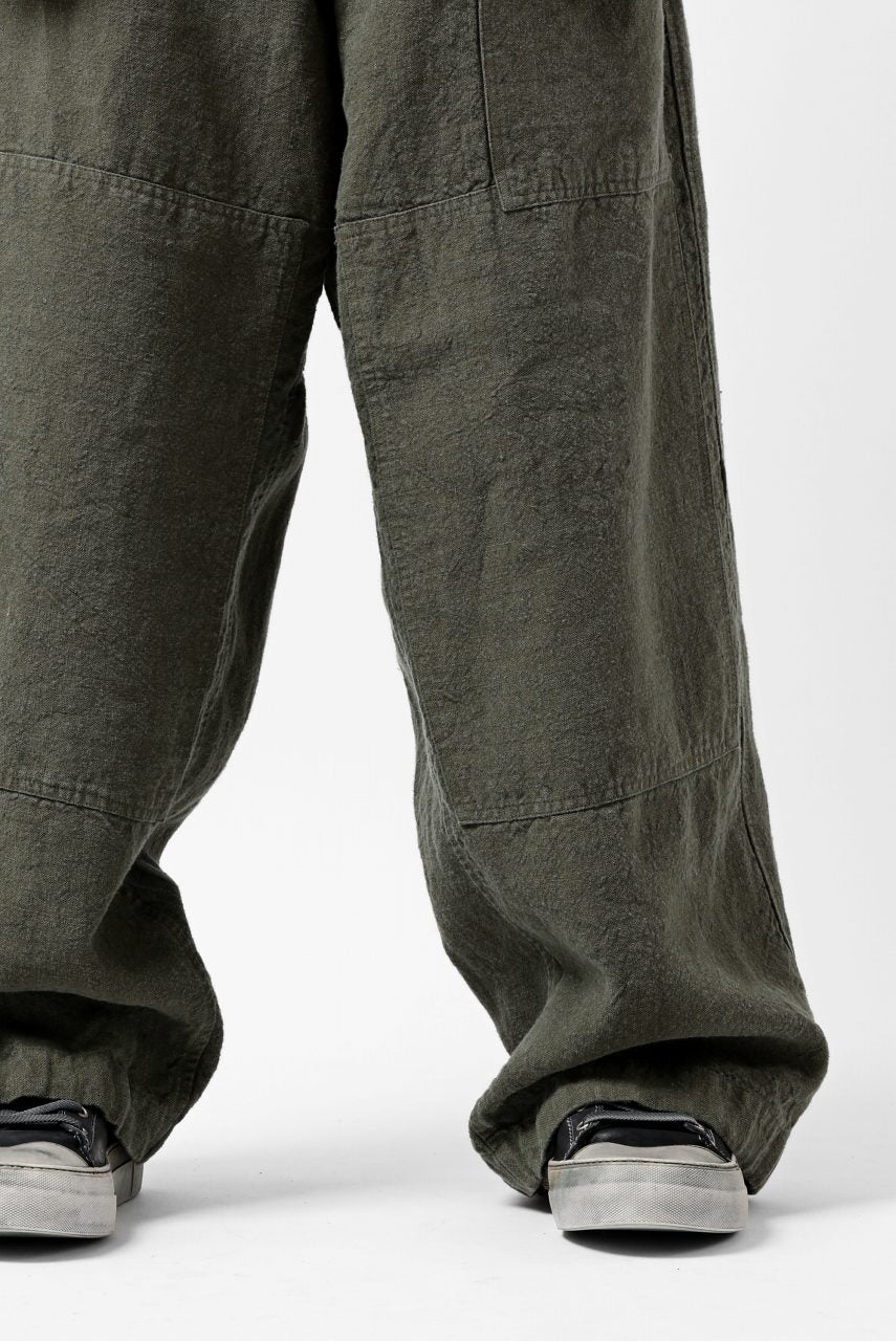 ISAMU KATAYAMA BACKLASH MILITARY TROUSERS / GARMENT NATURAL DYED LINEN CANVAS (KHAKI) - Image 32