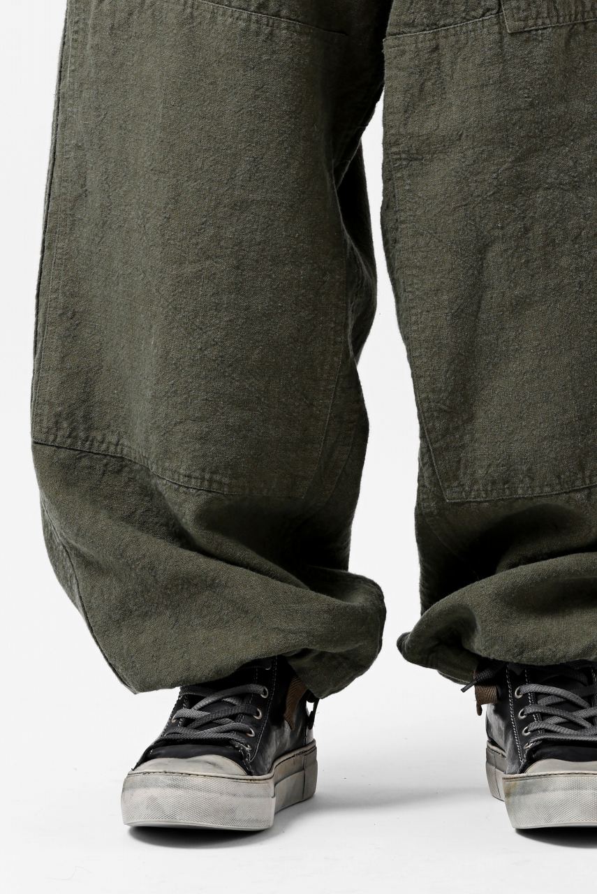 ISAMU KATAYAMA BACKLASH MILITARY TROUSERS / GARMENT NATURAL DYED LINEN CANVAS (KHAKI) - Image 33