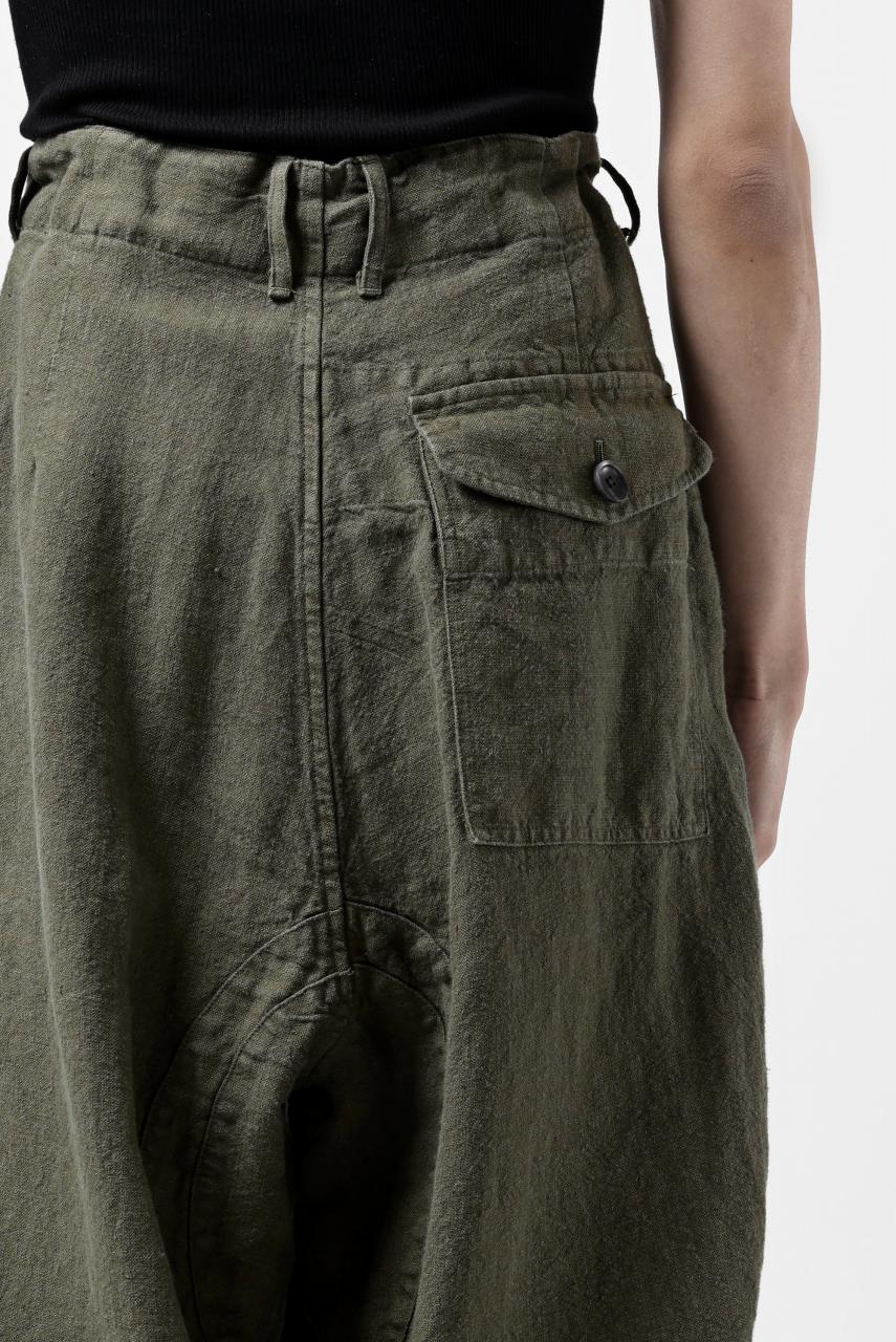 ISAMU KATAYAMA BACKLASH MILITARY TROUSERS / GARMENT NATURAL DYED LINEN CANVAS (KHAKI) - Image 36