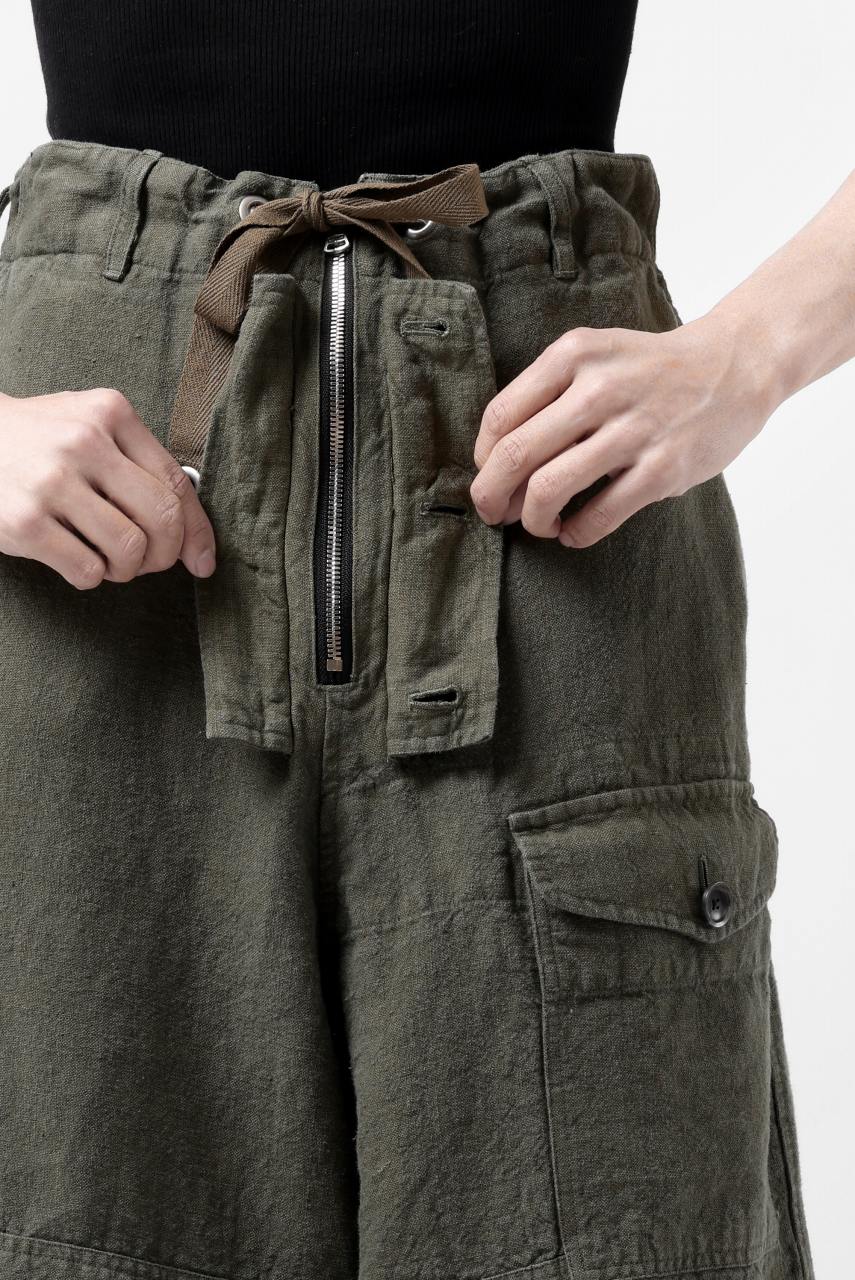 ISAMU KATAYAMA BACKLASH MILITARY TROUSERS / GARMENT NATURAL DYED LINEN CANVAS (KHAKI) - Image 37