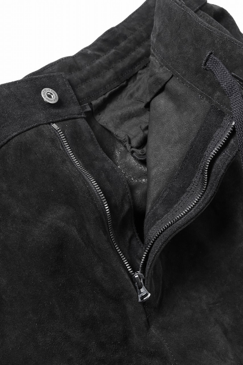 ISAMU KATAYAMA BACKLASH MILITARY TROUSERS M47 / GARMENT DYED JAPAN STEER VELOR SUEDE COMBINATION TANNED (BLACK) - Image 10