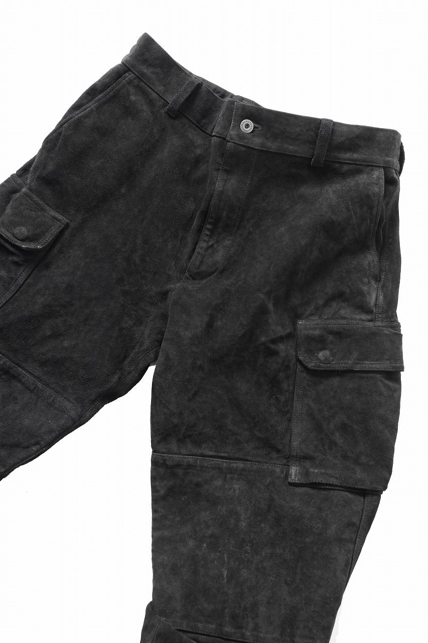 ISAMU KATAYAMA BACKLASH MILITARY TROUSERS M47 / GARMENT DYED JAPAN STEER VELOR SUEDE COMBINATION TANNED (BLACK) - Image 11