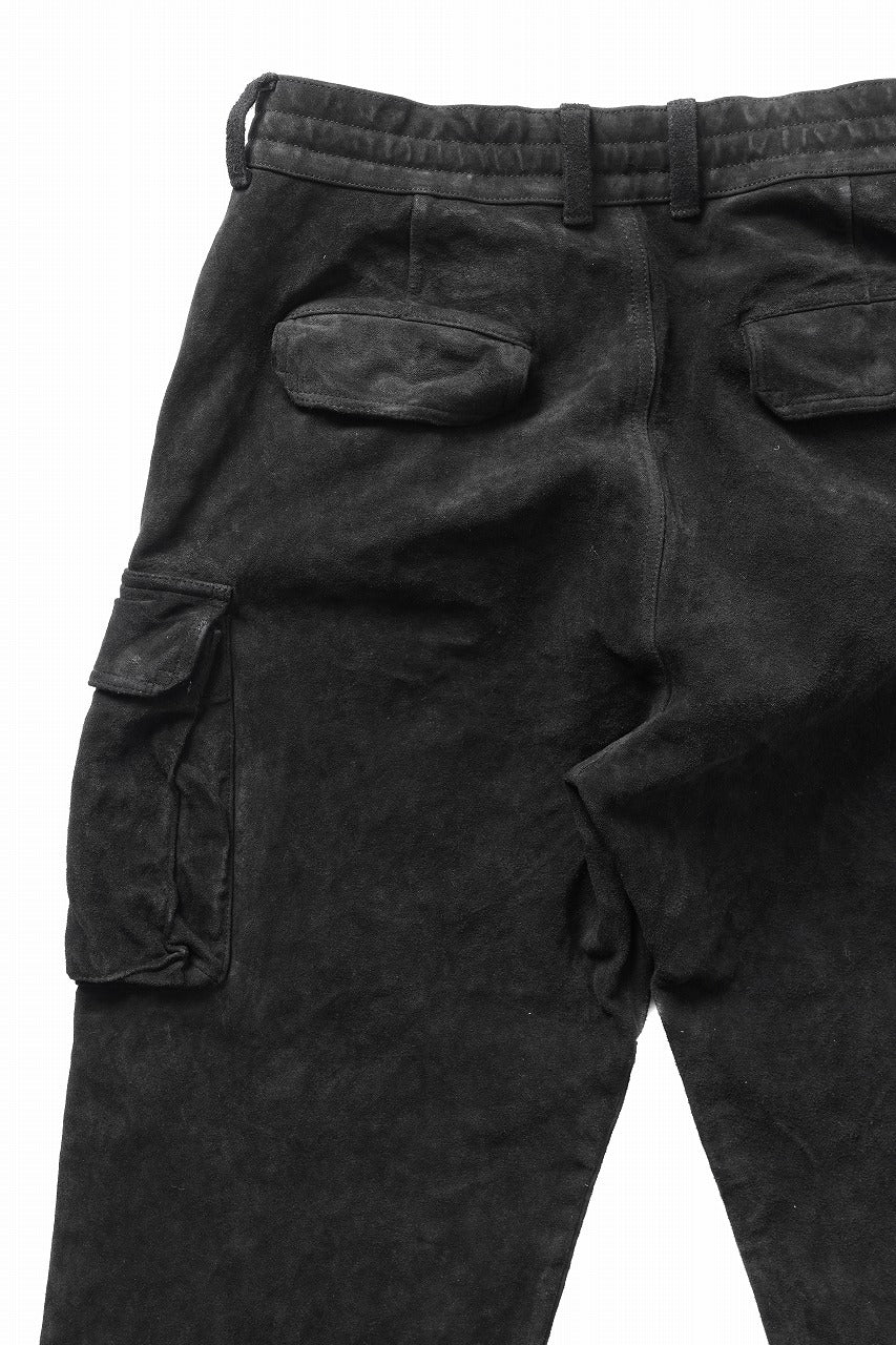 ISAMU KATAYAMA BACKLASH MILITARY TROUSERS M47 / GARMENT DYED JAPAN STEER VELOR SUEDE COMBINATION TANNED (BLACK) - Image 13