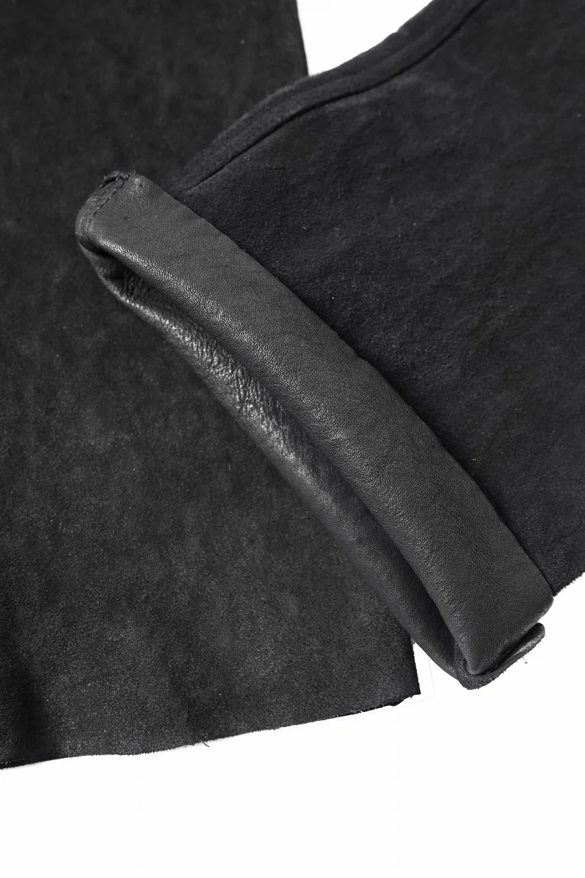 ISAMU KATAYAMA BACKLASH MILITARY TROUSERS M47 / GARMENT DYED JAPAN STEER VELOR SUEDE COMBINATION TANNED (BLACK) - Image 14