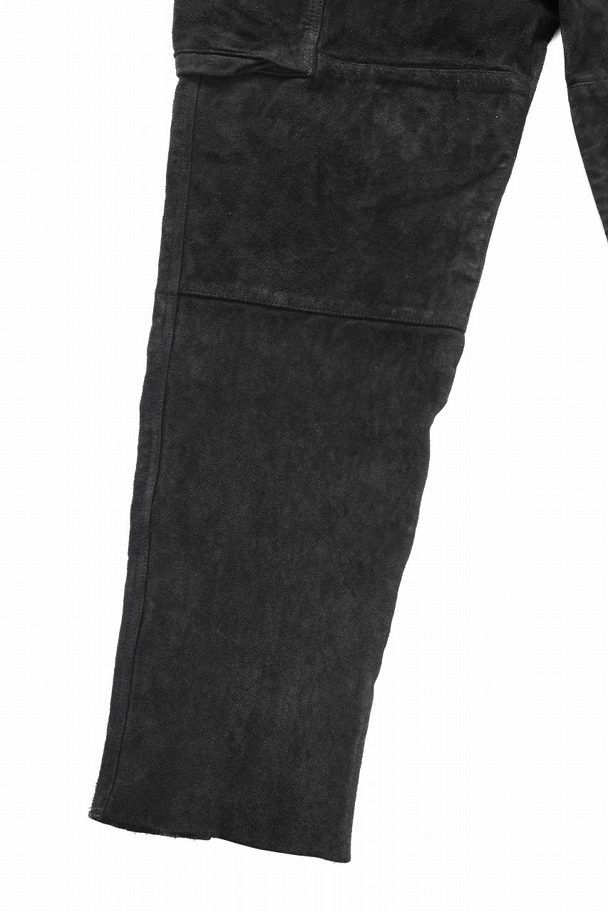 ISAMU KATAYAMA BACKLASH MILITARY TROUSERS M47 / GARMENT DYED JAPAN STEER VELOR SUEDE COMBINATION TANNED (BLACK) - Image 7