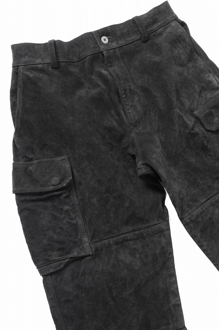 ISAMU KATAYAMA BACKLASH MILITARY TROUSERS M47 / GARMENT DYED JAPAN STEER VELOR SUEDE COMBINATION TANNED (BLACK) - Image 8