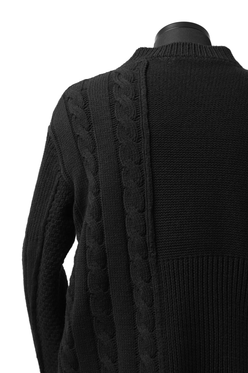 ISAMU KATAYAMA BACKLASH MOCK NECK PATCHWORK KNIT PULLOVER / ALPACA WOOL (BLACK) - Image 13