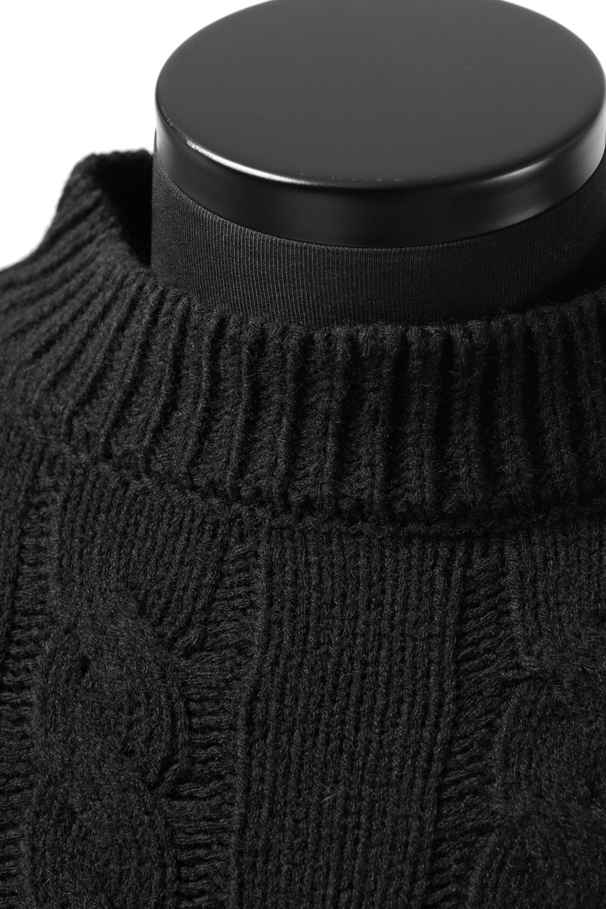 ISAMU KATAYAMA BACKLASH MOCK NECK PATCHWORK KNIT PULLOVER / ALPACA WOOL (BLACK) - Image 8