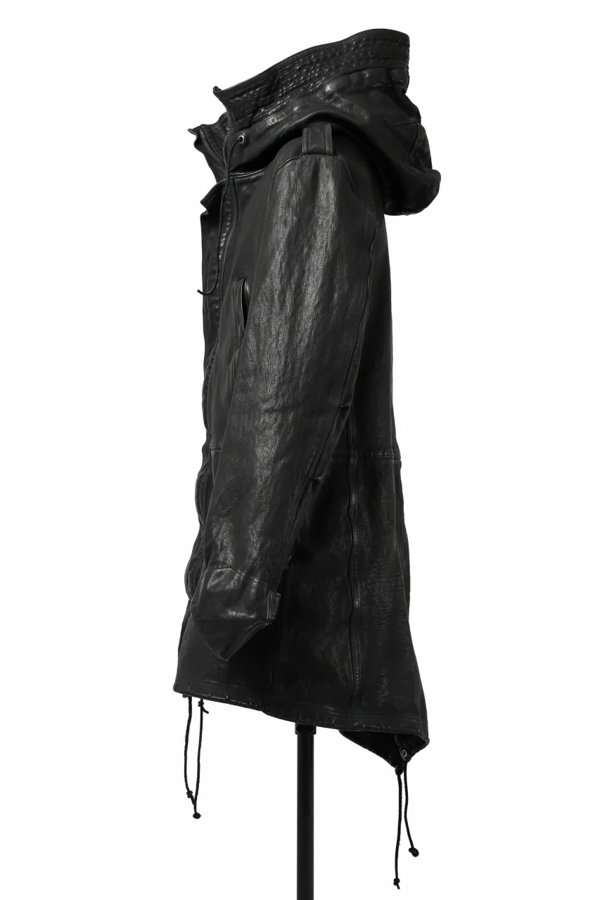 ISAMU KATAYAMA BACKLASH MODS COAT / GOAT LEATHER (GARMENT+SPRAY DYED / BLACK) - Image 12
