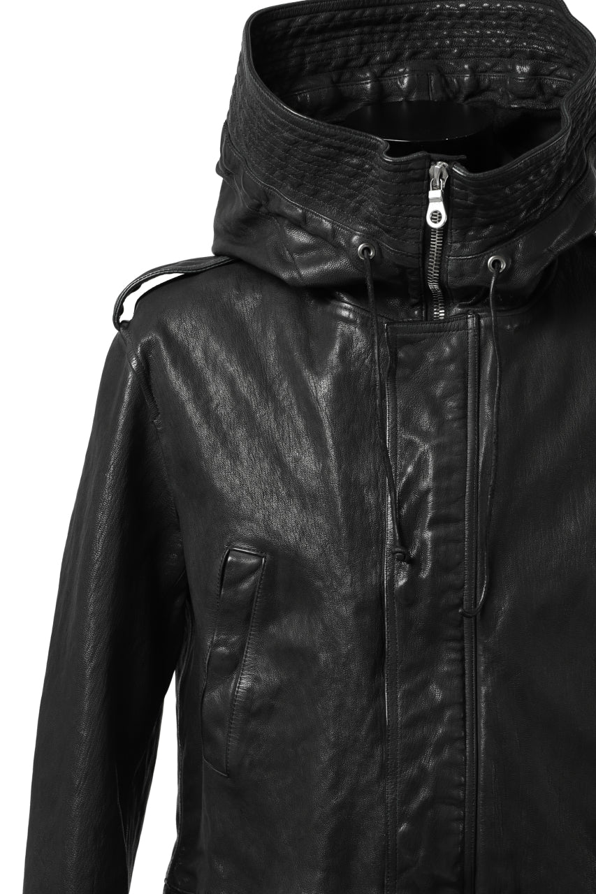 ISAMU KATAYAMA BACKLASH MODS COAT / GOAT LEATHER (GARMENT+SPRAY DYED / BLACK) - Image 17