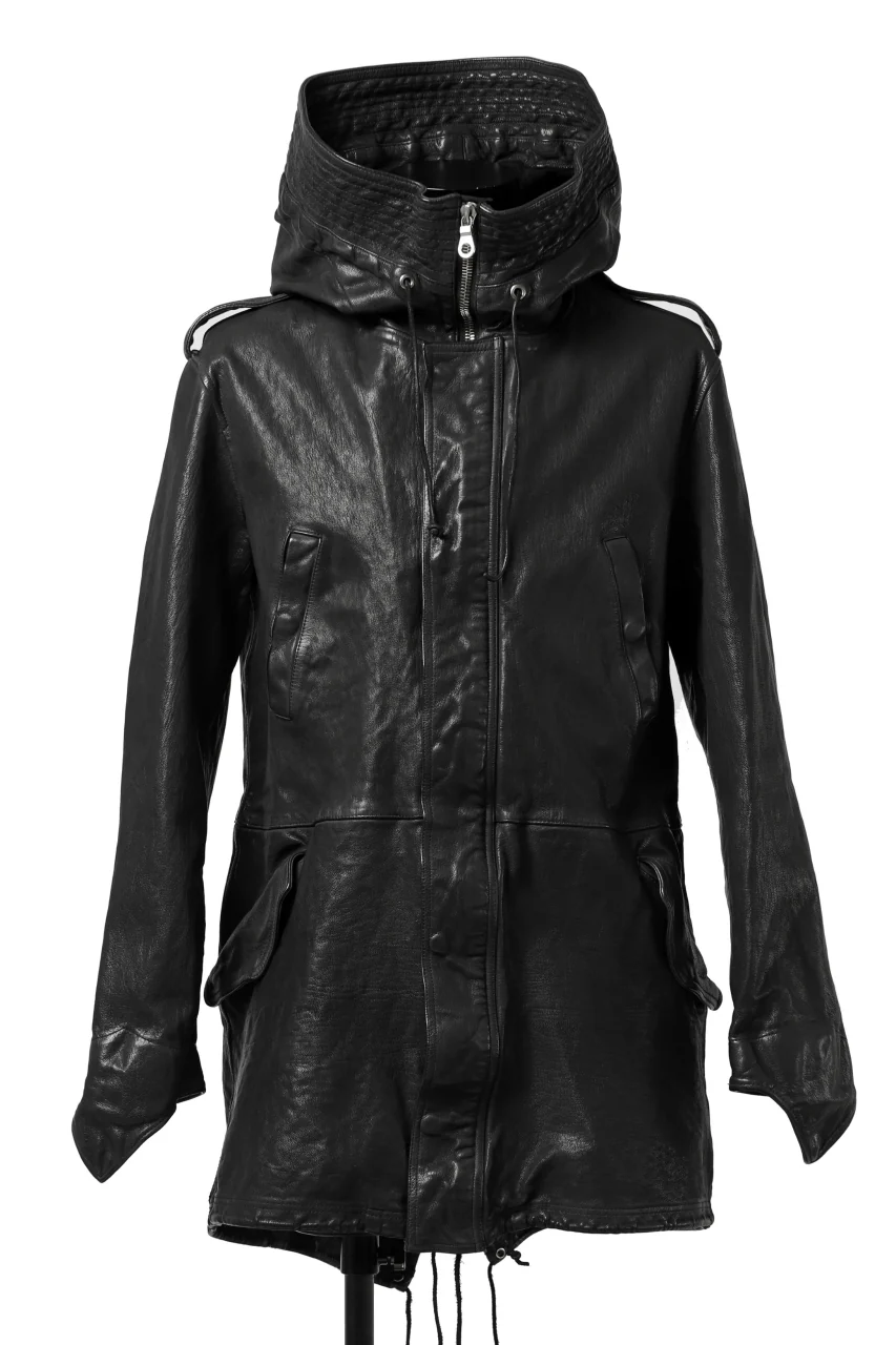 ISAMU KATAYAMA BACKLASH MODS COAT / GOAT LEATHER (GARMENT+SPRAY DYED / BLACK) - Image 2