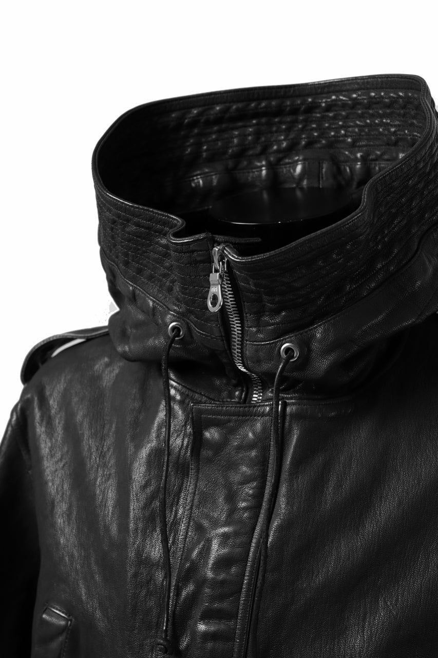 ISAMU KATAYAMA BACKLASH MODS COAT / GOAT LEATHER (GARMENT+SPRAY DYED / BLACK) - Image 22