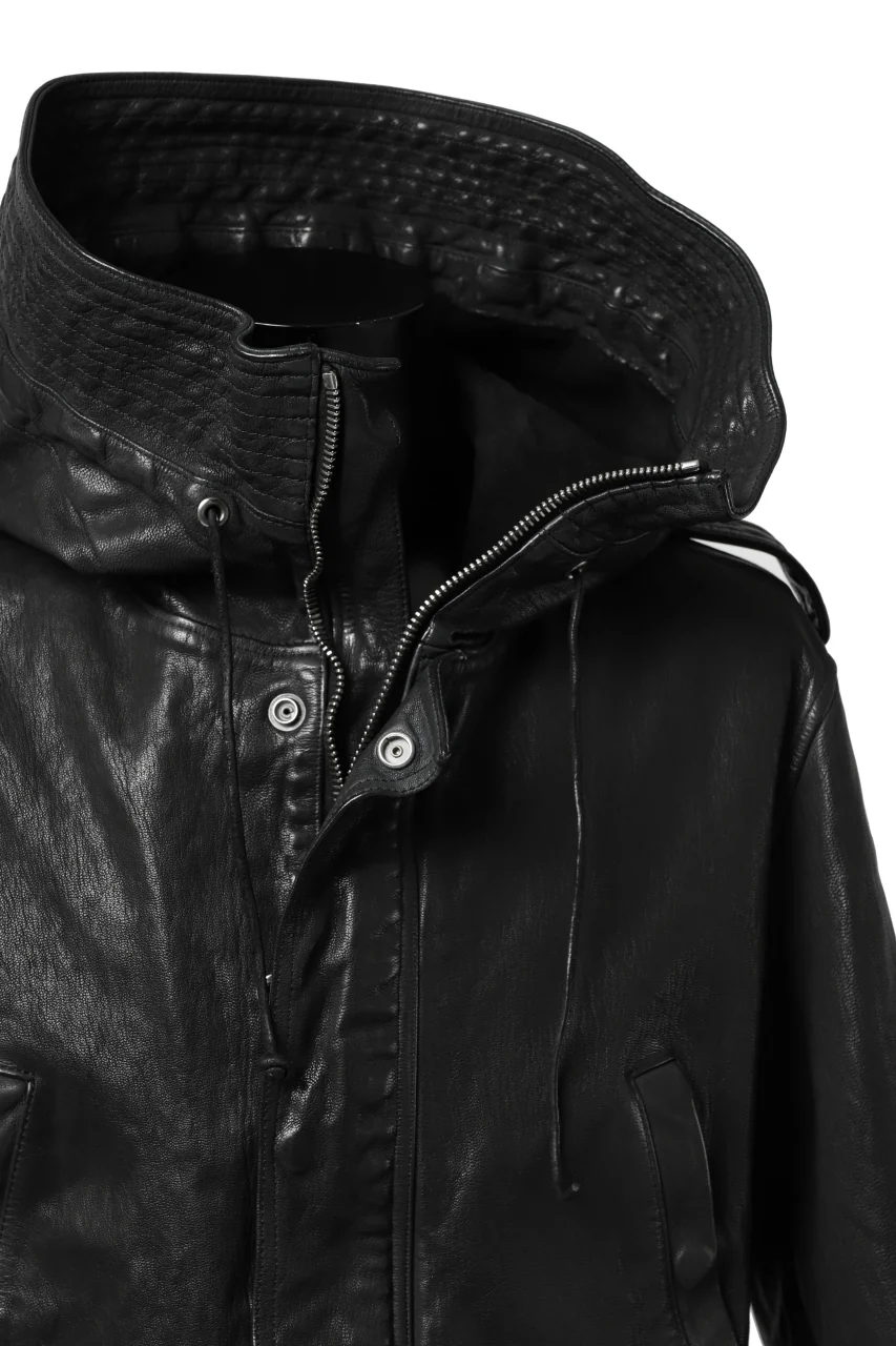ISAMU KATAYAMA BACKLASH MODS COAT / GOAT LEATHER (GARMENT+SPRAY DYED / BLACK) - Image 23