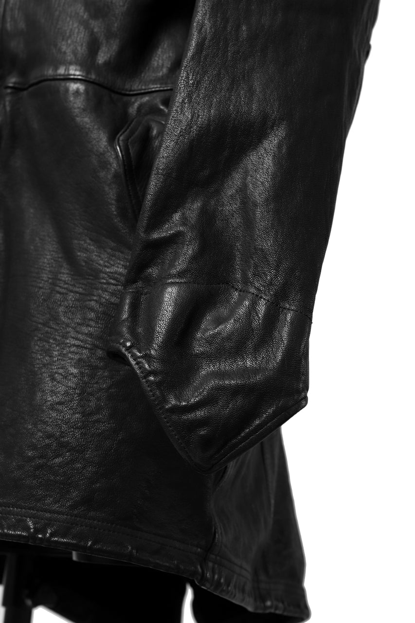 ISAMU KATAYAMA BACKLASH MODS COAT / GOAT LEATHER (GARMENT+SPRAY DYED / BLACK) - Image 26