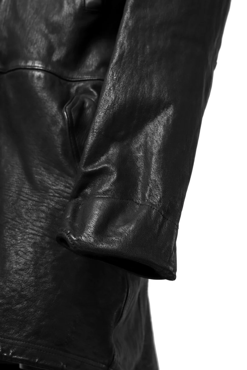 ISAMU KATAYAMA BACKLASH MODS COAT / GOAT LEATHER (GARMENT+SPRAY DYED / BLACK) - Image 27