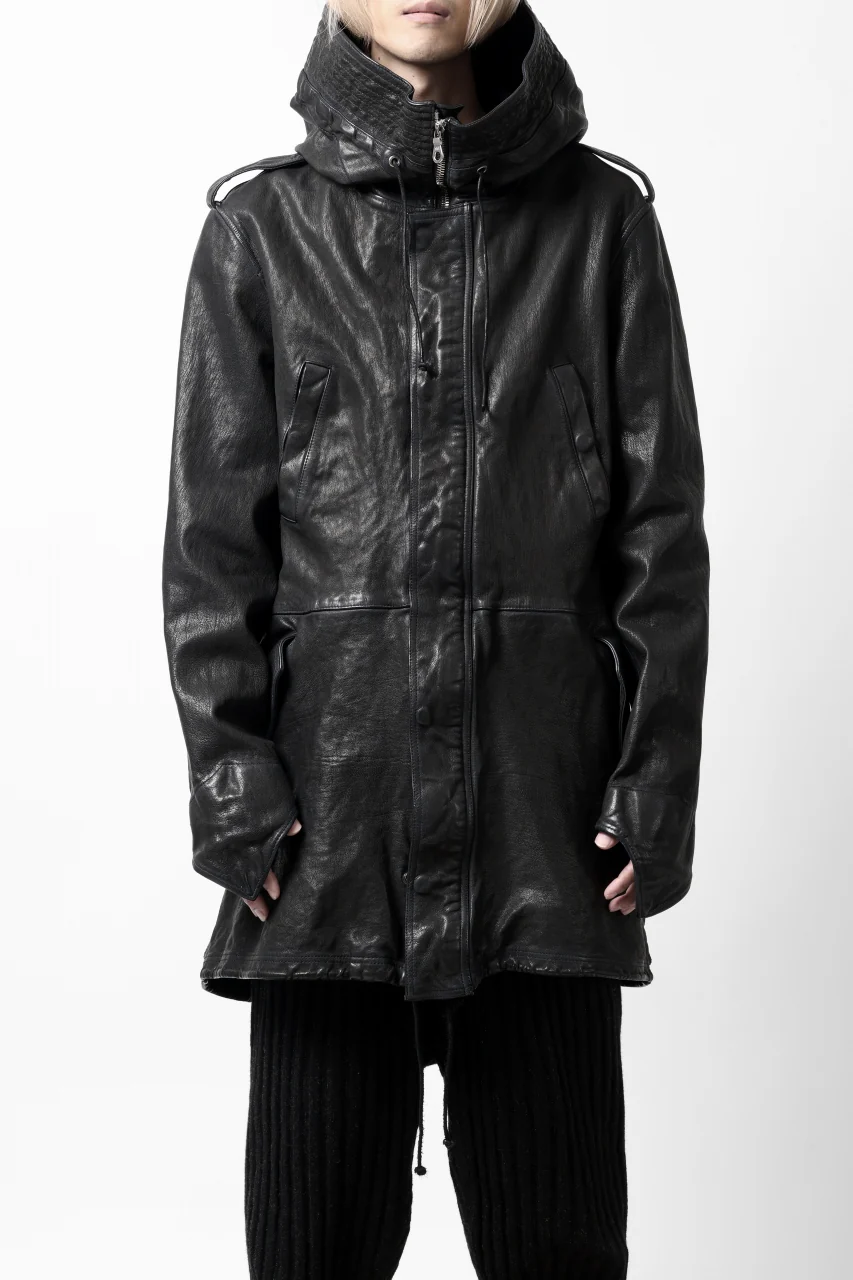 ISAMU KATAYAMA BACKLASH MODS COAT / GOAT LEATHER (GARMENT+SPRAY DYED / BLACK) - Image 30