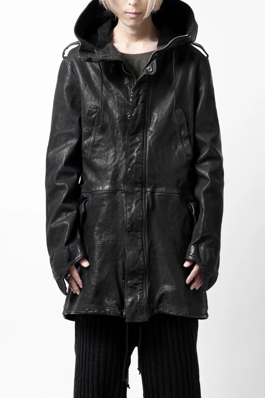 ISAMU KATAYAMA BACKLASH MODS COAT / GOAT LEATHER (GARMENT+SPRAY DYED / BLACK) - Image 31