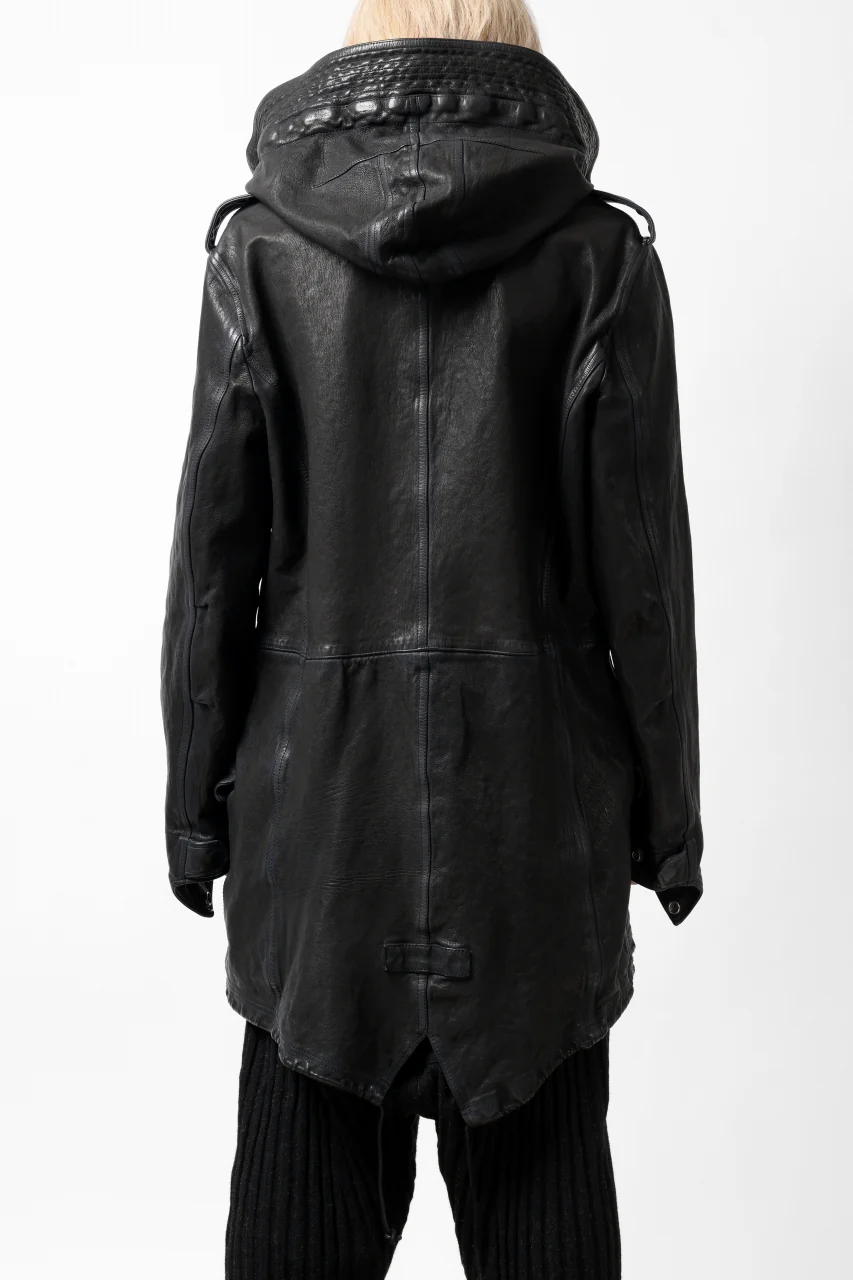 ISAMU KATAYAMA BACKLASH MODS COAT / GOAT LEATHER (GARMENT+SPRAY DYED / BLACK) - Image 32